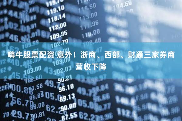 嗨牛股票配资 意外！浙商、西部、财通三家券商营收下降